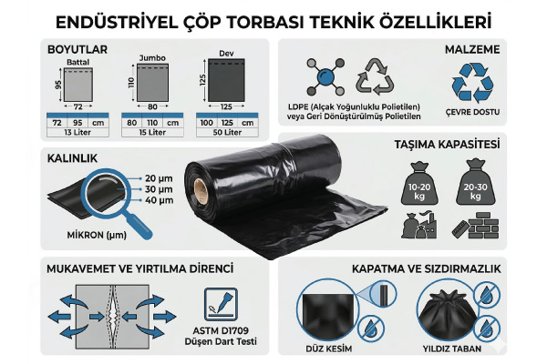Endüstriyel çöp torbası teknik özellikleri